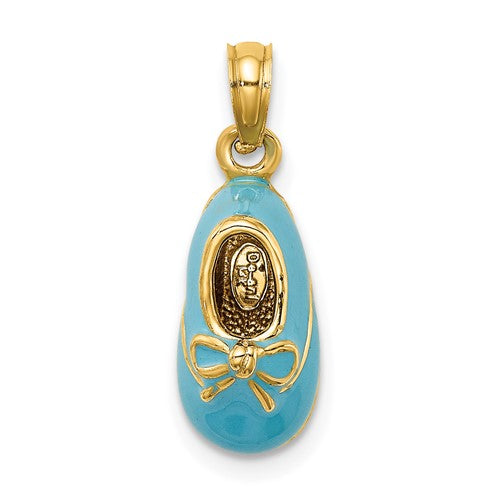14k-3-d-w-enamel-baby-shoe-w-bow-charm-SolomonJeweler-Wichita-KS-CustomJewelry