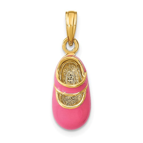 14k-w-pink-enamel-3-d-baby-shoe-charm-SolomonJeweler-Wichita-KS-CustomJewelry