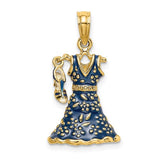 14k-3-d-moveable-enamel-blue-floral-dress-w-shoe-charm-SolomonJeweler-Wichita-KS-CustomJewelry