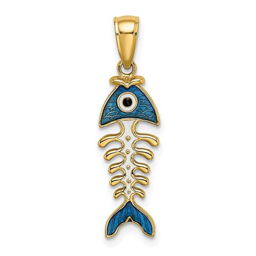 14k-3d-blue-enamel-fish-bone-charm-SolomonJeweler-Wichita-KS-CustomJewelry