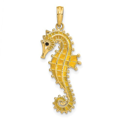14k-3-d-yellow-enamel-seahorse-charm-SolomonJeweler-Wichita-KS-CustomJewelry