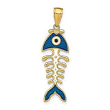 14k-3d-blue-enamel-fish-bone-pendant-SolomonJeweler-Wichita-KS-CustomJewelry