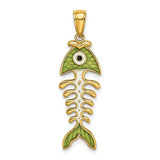 14k-3d-green-enamel-fish-bone-charm-SolomonJeweler-Wichita-KS-CustomJewelry