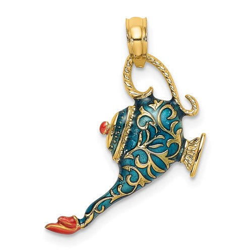 14k-w-enamel-3-d-textured-blue-genie-lamp-charm-SolomonJeweler-Wichita-KS-CustomJewelry