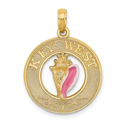 14k-enamel-conch-shell-w-key-west-circle-charm-SolomonJeweler-Wichita-KS-CustomJewelry