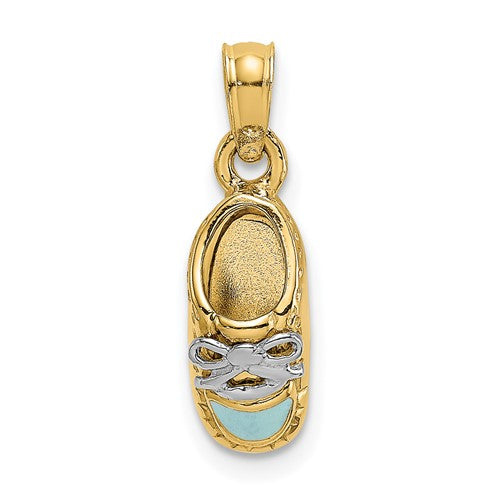 14k-w-white-rhodium-3-d-light-blue-enamel-baby-shoe-charm-SolomonJeweler-Wichita-KS-CustomJewelry
