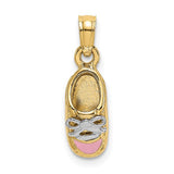 14k-rhodium-3-d-pink-enamel-baby-shoe-charm-SolomonJeweler-Wichita-KS-CustomJewelry