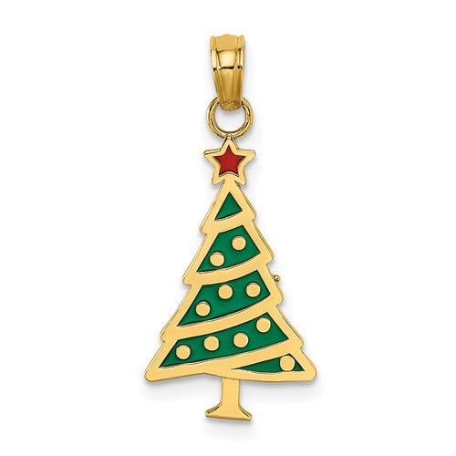 14k-enamel-green-christmas-tree-w-red-star-charm-SolomonJeweler-Wichita-KS-CustomJewelry