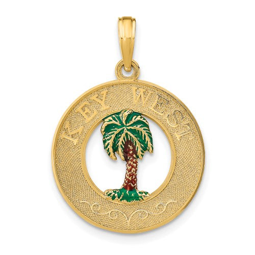 14k-key-west-enameled-palm-tree-circle-charm-SolomonJeweler-Wichita-KS-CustomJewelry