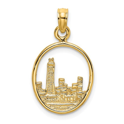 14k-chicago-skyline-in-circle-frame-charm-SolomonJeweler-Wichita-KS-CustomJewelry