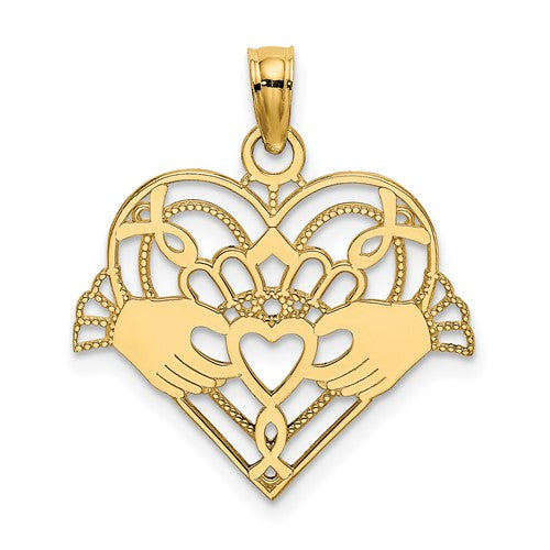 14k-polished-and-beaded-claddagh-in-heart-charm-SolomonJeweler-Wichita-KS-CustomJewelry