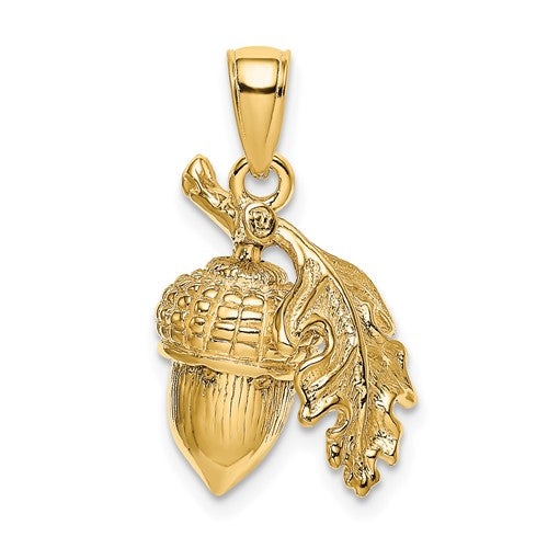 14k-3-d-acorn-w-leaf-pendant-SolomonJeweler-Wichita-KS-CustomJewelry