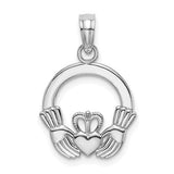 14k-white-gold-polished-round-claddagh-charm-SolomonJeweler-Wichita-KS-CustomJewelry
