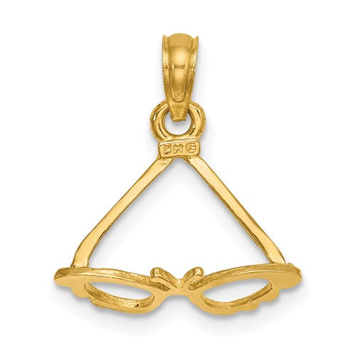 14K gold butterfly pendant charm with polished 3-D design, perfect for jewelry adding a delicate, elegant touch