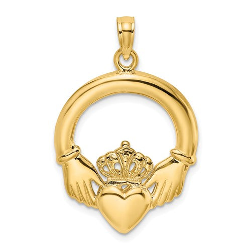 14k-polished-large-claddagh-heart-charm-SolomonJeweler-Wichita-KS-CustomJewelry