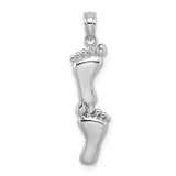 14k-white-gold-polished-double-vertical-feet-charm-SolomonJeweler-Wichita-KS-CustomJewelry