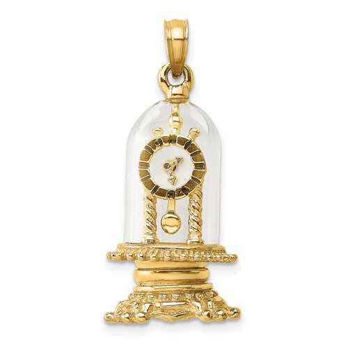 14k-w-enamel-3-d-moveable-clock-in-glass-dome-charm-SolomonJeweler-Wichita-KS-CustomJewelry