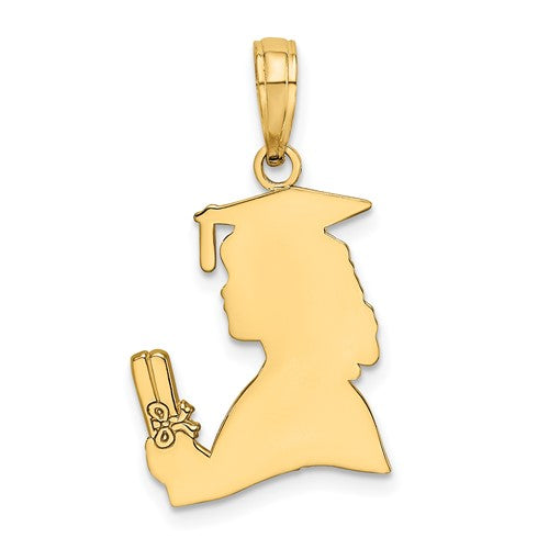 14k-polished-female-graduation-profile-w-diploma-charm-SolomonJeweler-Wichita-KS-CustomJewelry