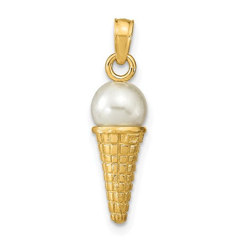 14k-satin-polished-3d-white-bead-ice-cream-cone-pendant-SolomonJeweler-Wichita-KS-CustomJewelry