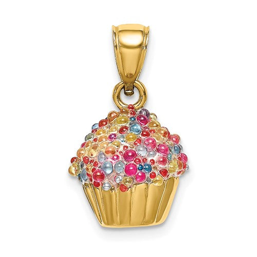 14k-3-d-w-colored-bead-icing-cupcake-charm-SolomonJeweler-Wichita-KS-CustomJewelry