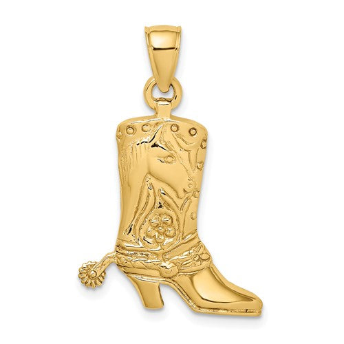 14k-cowboy-boot-with-spur-charm-SolomonJeweler-Wichita-KS-CustomJewelry