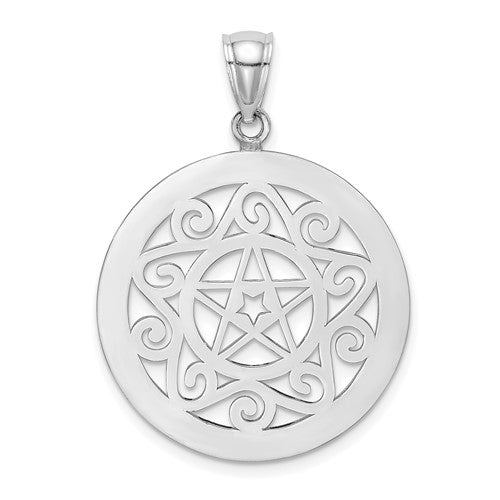 14k-white-gold-tribal-star-in-round-frame-charm-SolomonJeweler-Wichita-KS-CustomJewelry
