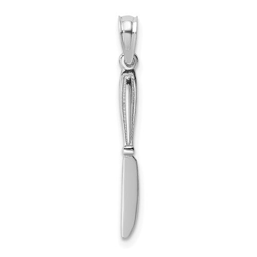 14k-white-gold-3-d-polished-table-knife-charm-SolomonJeweler-Wichita-KS-CustomJewelry