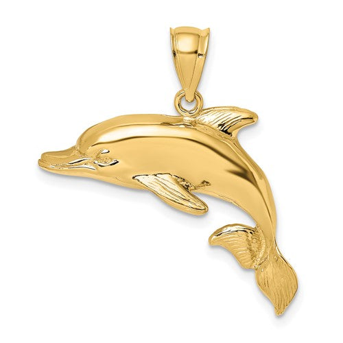 14k-2-d-polished-and-textured-dolphin-charm-SolomonJeweler-Wichita-KS-CustomJewelry