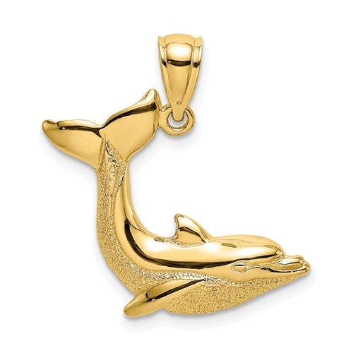 14k-2-d-textured-dolphin-jumping-charm-SolomonJeweler-Wichita-KS-CustomJewelry