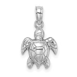 14k-white-gold-textured-mini-sea-turtle-charm-SolomonJeweler-Wichita-KS-CustomJewelry