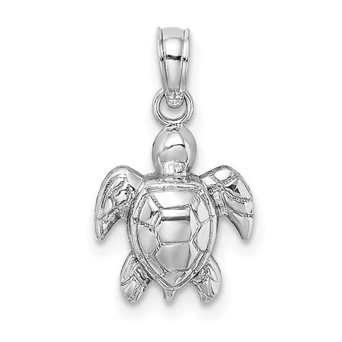14k-white-gold-textured-mini-sea-turtle-charm-SolomonJeweler-Wichita-KS-CustomJewelry