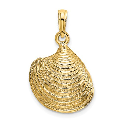 14k-3-d-textured-clam-shell-charm-SolomonJeweler-Wichita-KS-CustomJewelry