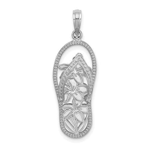 14k-white-gold-polished-multi-flower-flip-flop-charm-SolomonJeweler-Wichita-KS-CustomJewelry