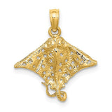 14K gold Spotted Eagle Ray with holes charm pendant showcasing detailed marine design, crafted by Solomon Jewelers.