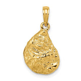 14k-3-d-textured-oyster-shell-charm-SolomonJeweler-Wichita-KS-CustomJewelry