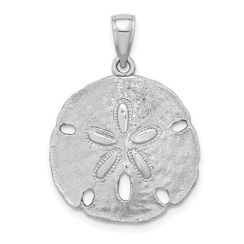 14k-white-gold-polished-sand-dollar-charm-SolomonJeweler-Wichita-KS-CustomJewelry