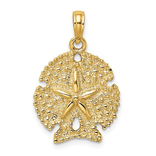 14k-textured-sand-dollar-charm-SolomonJeweler-Wichita-KS-CustomJewelry