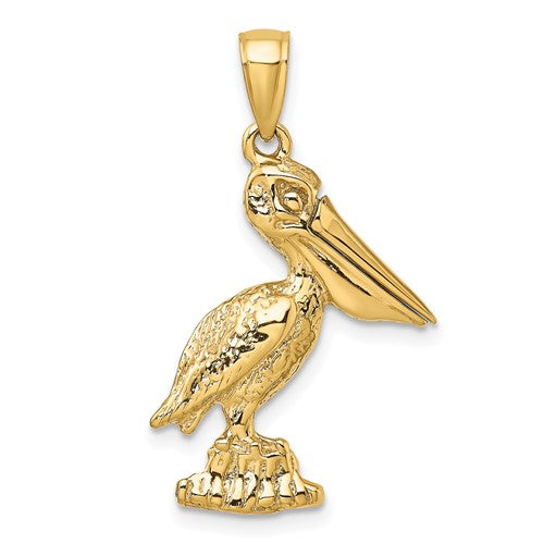 14k-3-d-large-standing-pelican-with-moveable-mouth-charm-SolomonJeweler-Wichita-KS-CustomJewelry