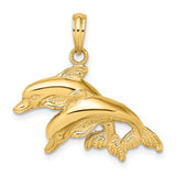 14k-2-d-polished-and-textured-double-dolphins-charm-SolomonJeweler-Wichita-KS-CustomJewelry