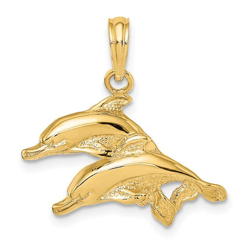 14k-polished-and-textured-two-dolphins-charm-SolomonJeweler-Wichita-KS-CustomJewelry