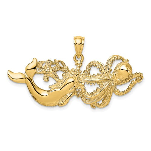 14k-polished-and-textured-dolphin-and-octopus-pendant-SolomonJeweler-Wichita-KS-CustomJewelry