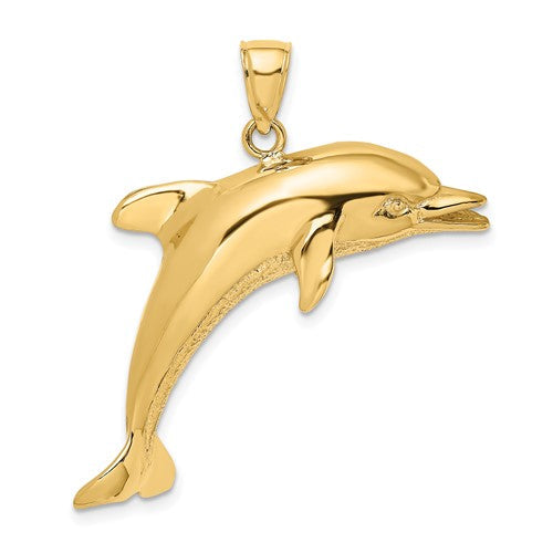 14k-polished-and-textured-jumping-dolphin-charm-SolomonJeweler-Wichita-KS-CustomJewelry