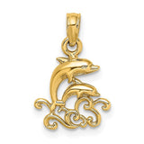 14k-textured-mini-double-dolphins-and-waves-charm-SolomonJeweler-Wichita-KS-CustomJewelry