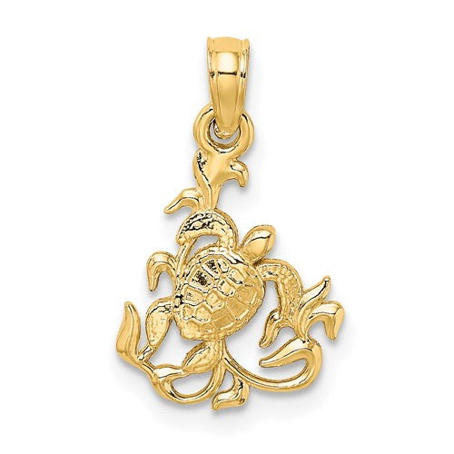 14k-textured-mini-sea-turtle-and-kelp-charm-SolomonJeweler-Wichita-KS-CustomJewelry