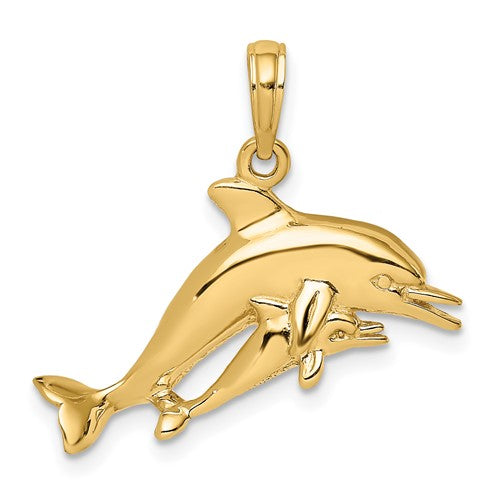 14k-2-d-double-dolphins-swimming-charm-SolomonJeweler-Wichita-KS-CustomJewelry