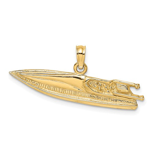 14k-2-d-textured-speed-boat-charm-SolomonJeweler-Wichita-KS-CustomJewelry