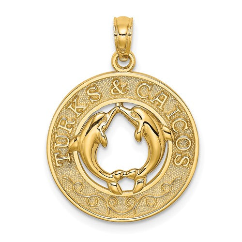 14k-turks-and-caicos-w-dolphins-circle-charm-SolomonJeweler-Wichita-KS-CustomJewelry
