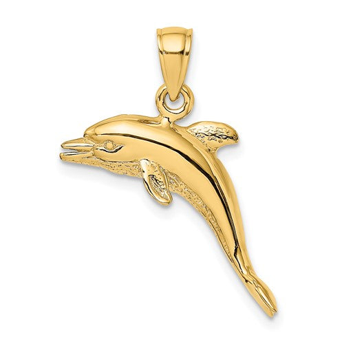 14k-3-d-polished-and-textured-jumping-dolphin-charm-SolomonJeweler-Wichita-KS-CustomJewelry