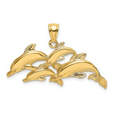 14k-polished-four-dolphins-swimming-charm-SolomonJeweler-Wichita-KS-CustomJewelry