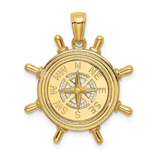 14k-ships-wheel-w-nautical-compass-charm-SolomonJeweler-Wichita-KS-CustomJewelry